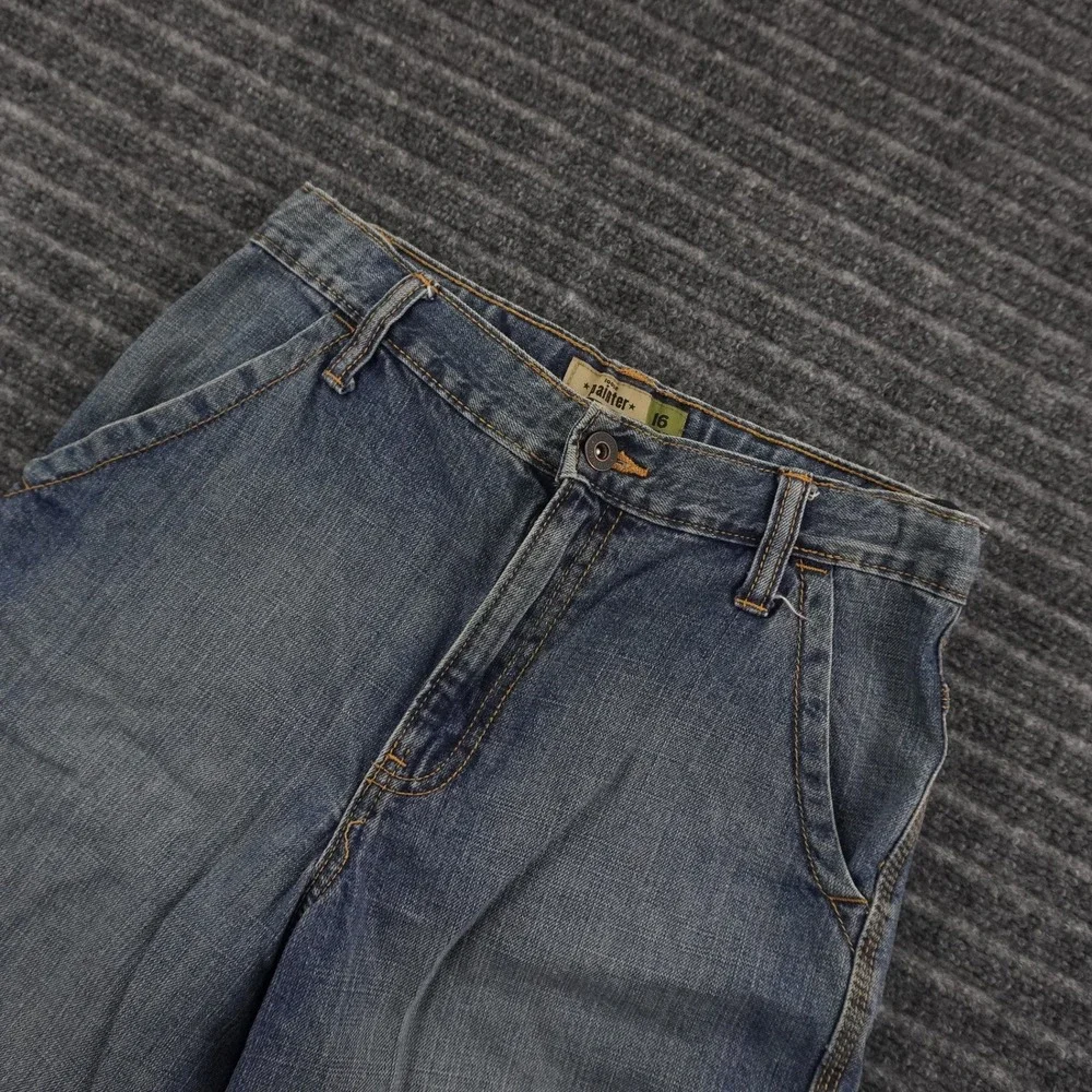 Old Navy‎ Painter Denim Shorts Boys 16 Blue Loose Fit Carpenter Utility Pocket